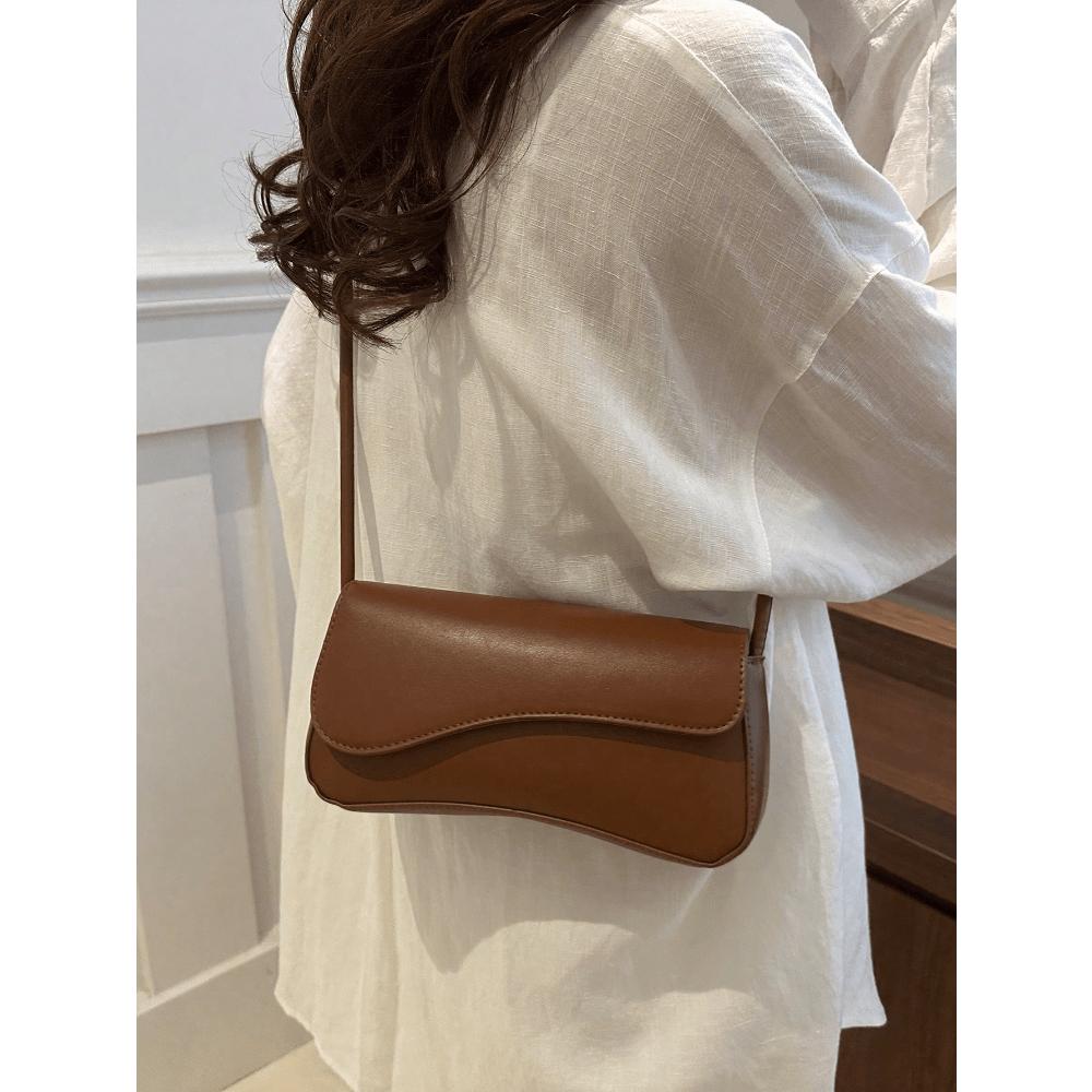 Fashionable Solid Color Asymmetrical Flap Adjustable Shoulder Bag, Suitable For Shopping, Wallets, Shopping, Young Women, College Students