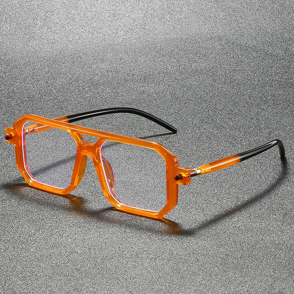Square Glasses Men Vintage Punk Candy Color Rim Blue Light Blocking Eyeglasses Trendy Chic Double Bridge Optical Frames