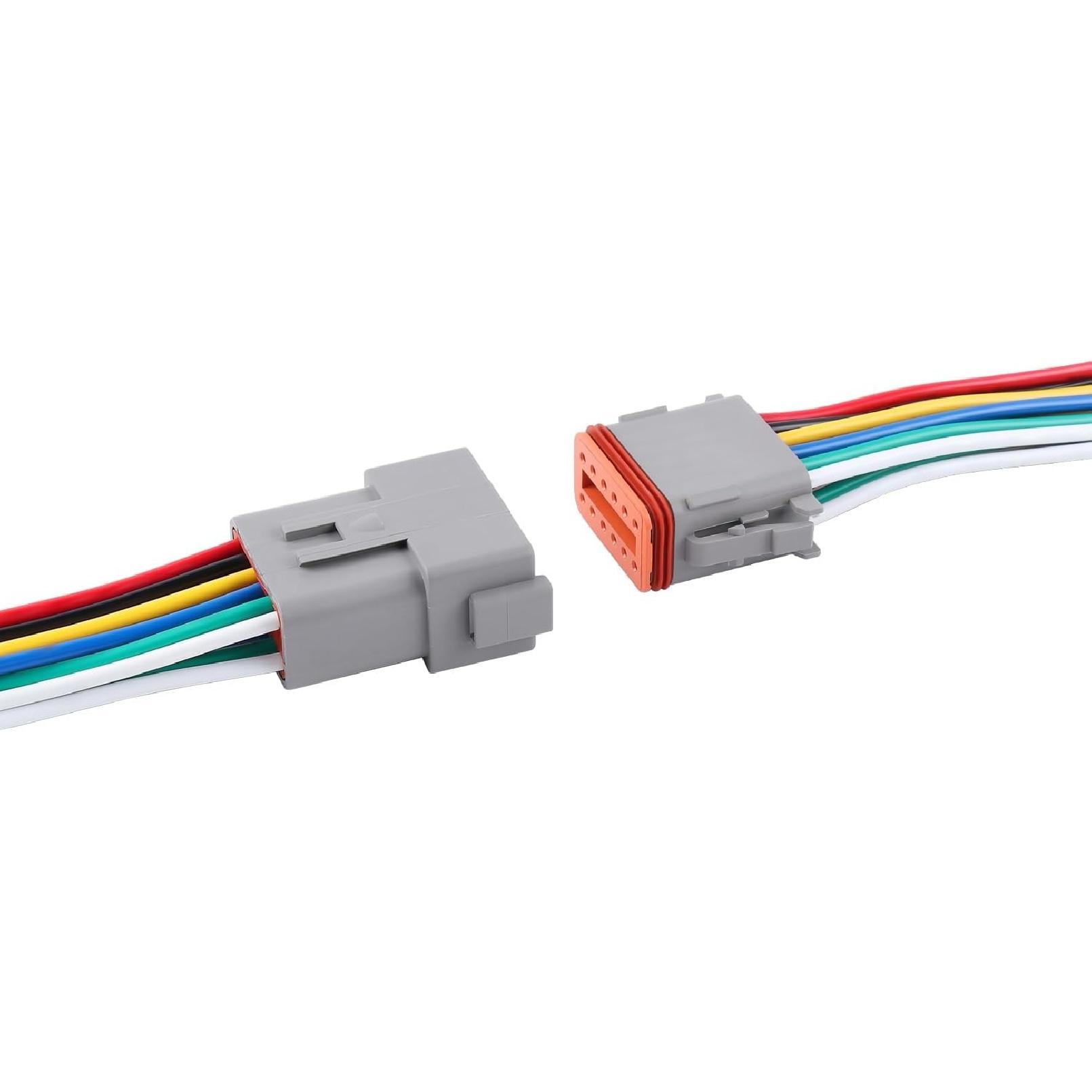 12 Way DT Automotive Waterproof Male Female Plug Wiring Harness for Car, 12-pin