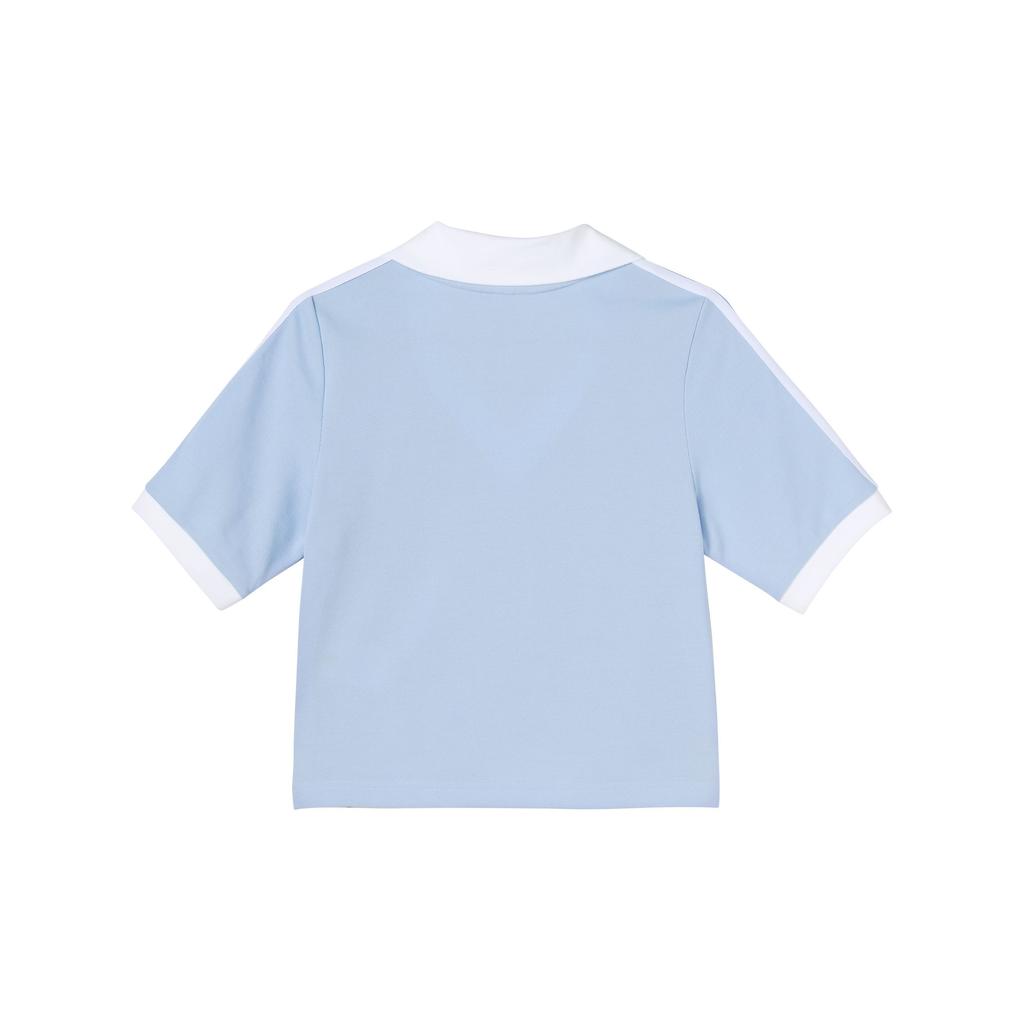 adidas Originals Women's Blue Crop Short Sleeve Polo Shirt IP3756