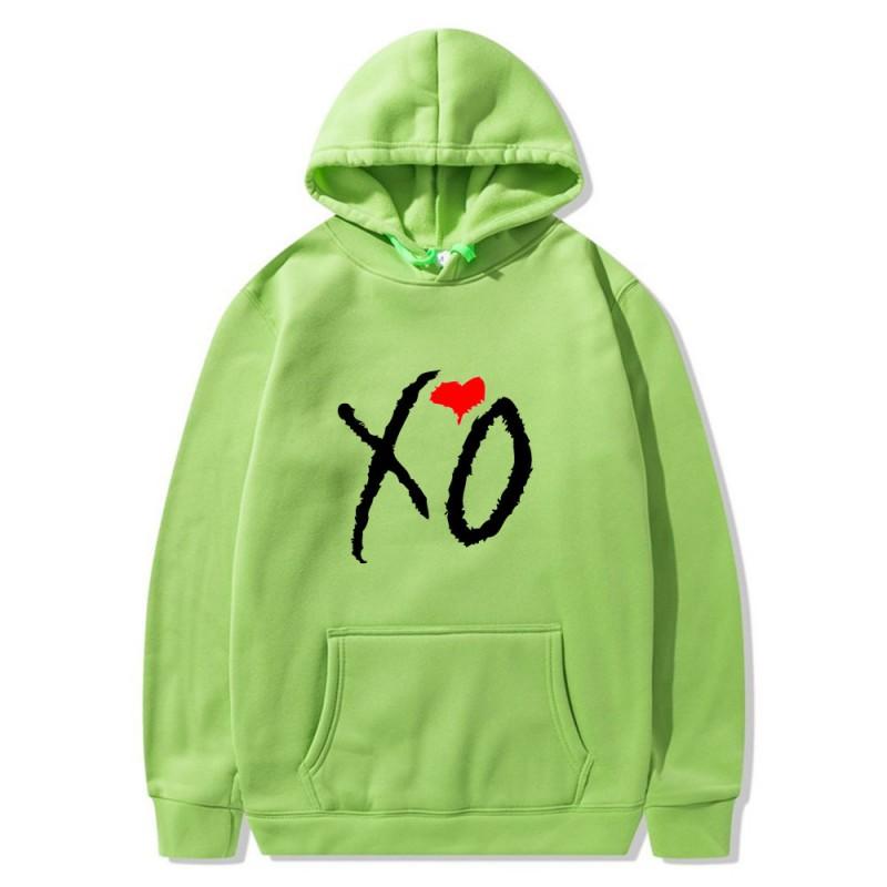 Mens Oversized Hooded Sweatshirt With XO Letter Print Loose Fit Streetwear Casual Top