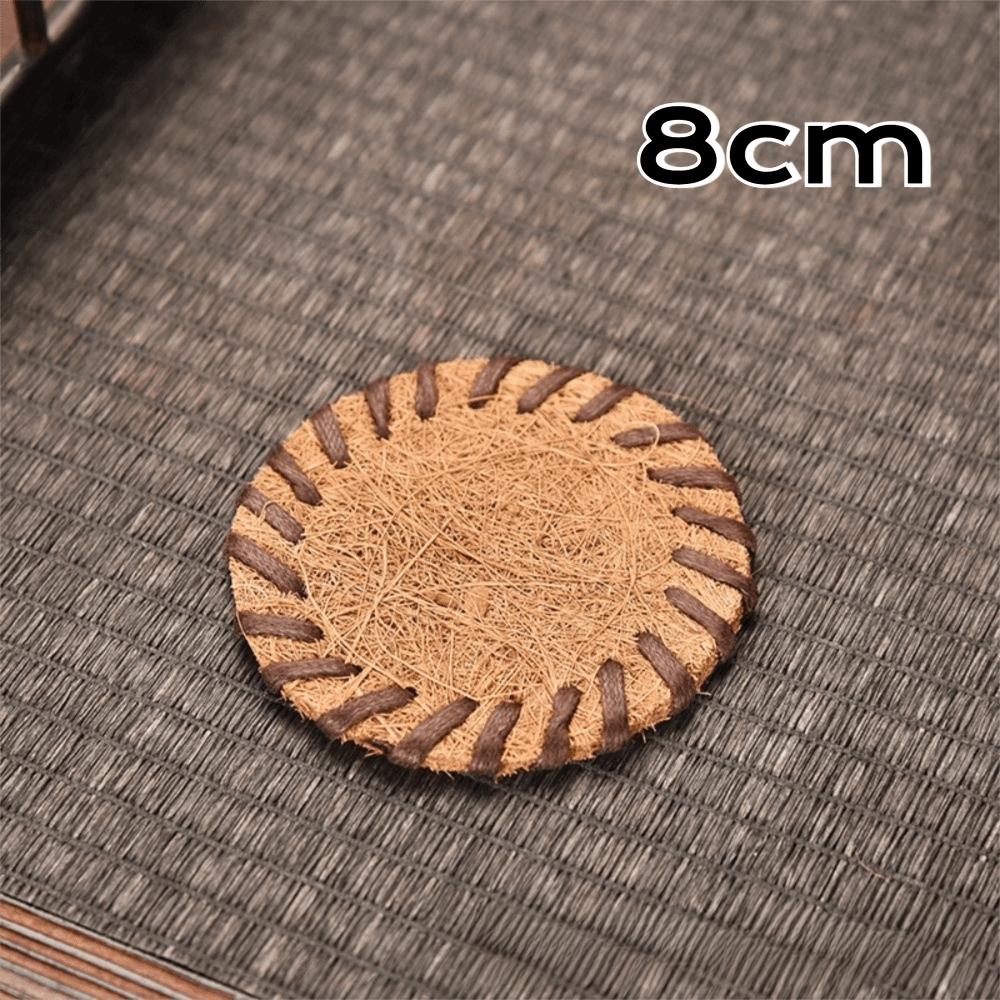 

Multifunctional Anti-scalding Round Brown Placemats Handmade Slip Heat Resistant Tea Coaster Bristle Table Mat Dining Table as show