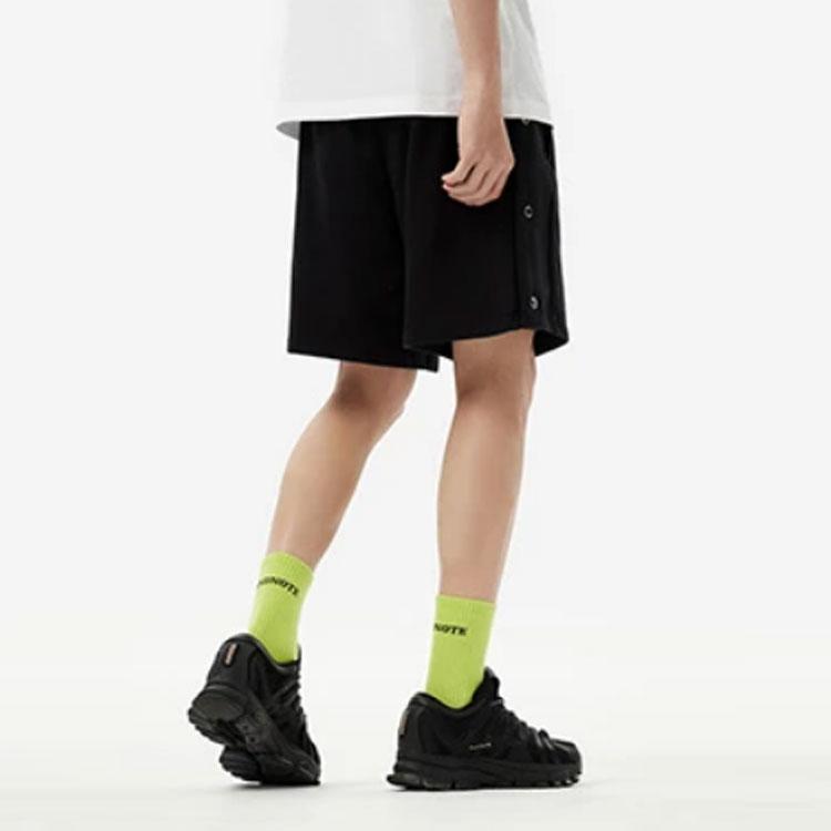Li-Ning Anti-Wu Series Deceptive Pure Color Side Button Straight Loose Casual Shorts Men Bottoms Black AKSS375-1