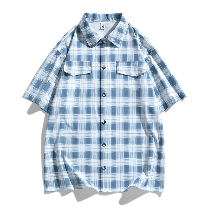 

Checkered Short Sleeved Shirt for Men s Summer Casual Plus Size Men s Shirt Jacket 8XL чорний