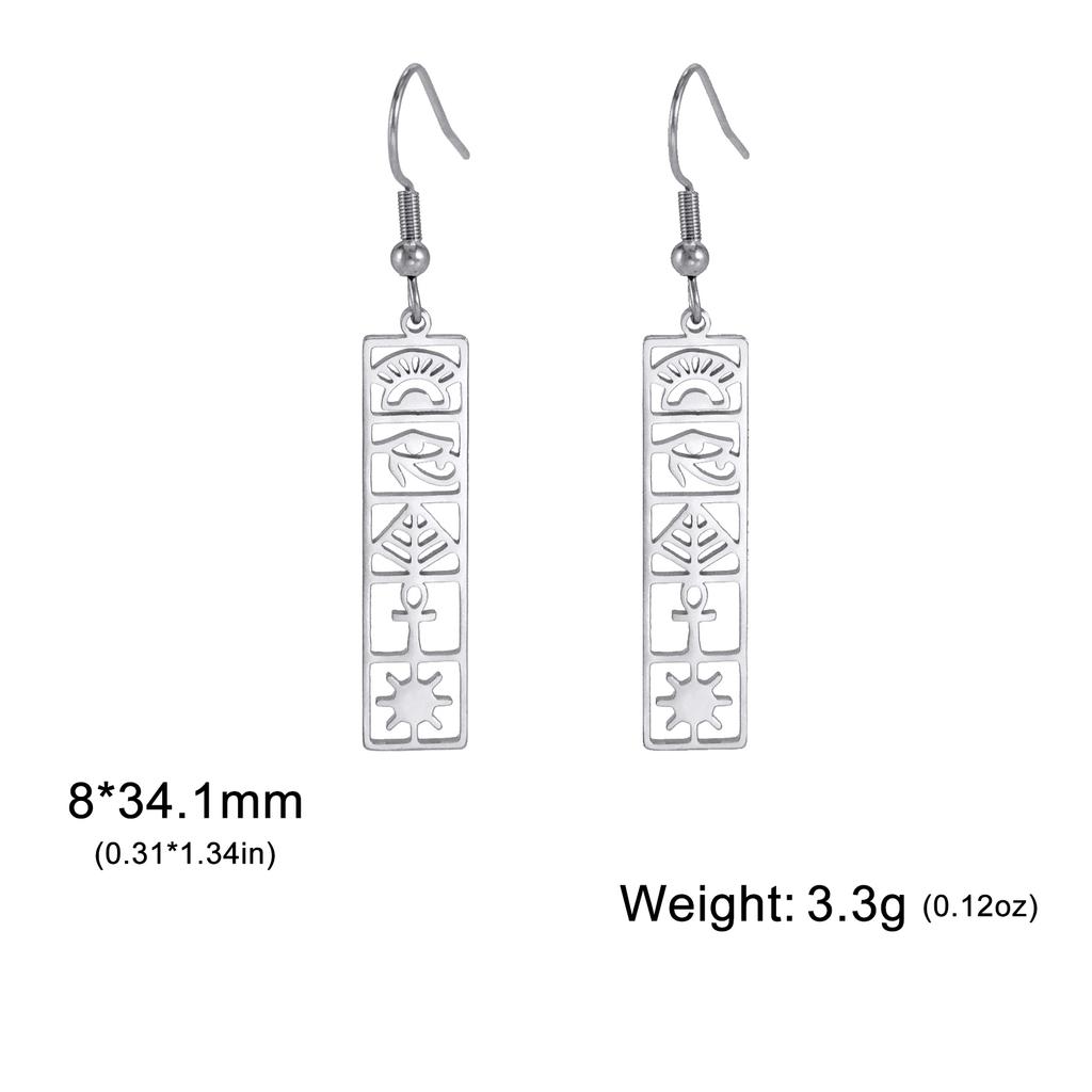 Egyptian Ankh Hieroglyphs Earring for Women Stainless Steel Eye of Horus Drop Earrings Ancient Egypt Cartouche Jewelry