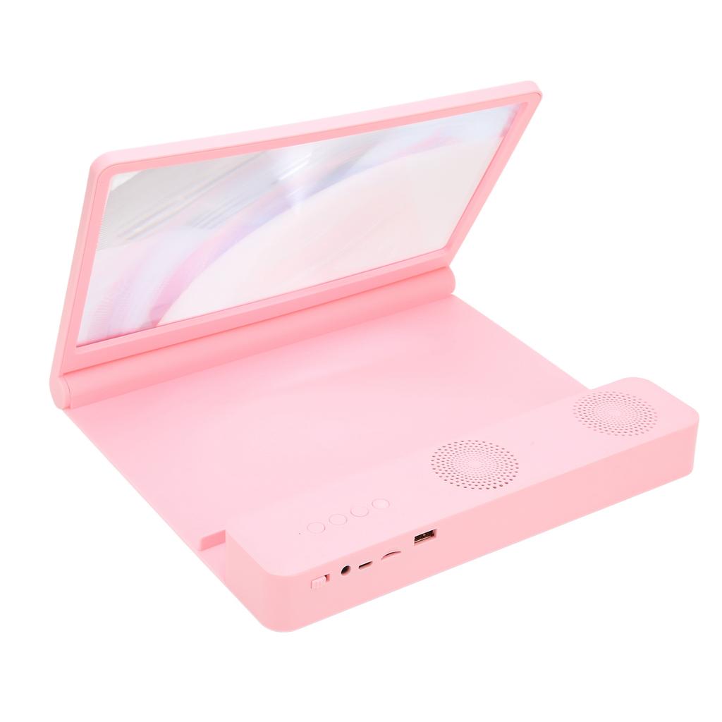 Phone Screen Magnifier 3D HD Magnifying Projector Screen Enlarger with Bluetooth Speaker for Movies Videos Games Pink