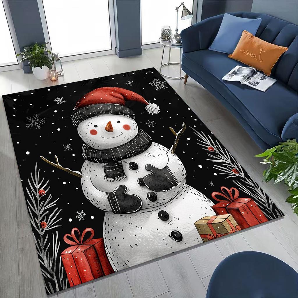2026 New Merry Christmas Tree Santa Claus New Year Cartoon Carpet Rug for Bedroom Living Room Sofa Home Doormat Decor,Non-slip