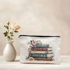 Makeup Bag, with Smooth Black Zipper, Colorful Pattern Printed, Large Capacity Canvas Storage Bag, for Travel Cosmetic Coin Key