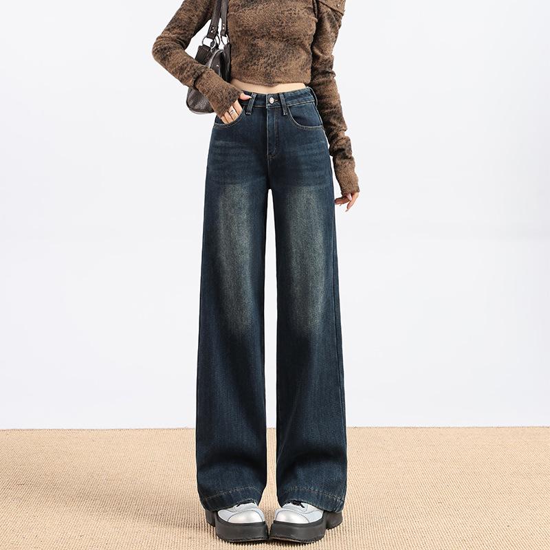 

Petite Women s Fleece-Lined Wide-Leg Jeans: Slim-Fit, Stretchy, Fashionable, and Personalized for Autumn/Winter. XL