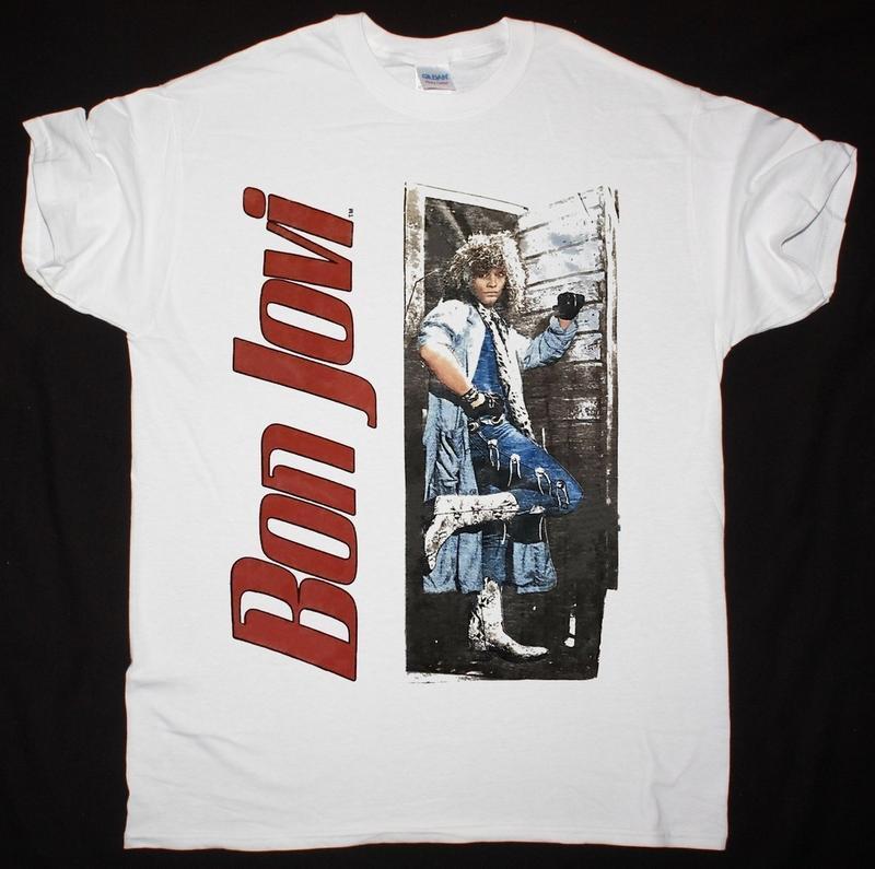BON JOVI SLIPPERY WHEN WET TOUR WHITE T-SHIRT TARIFFS INCLUDED Unisex T-Shirt M