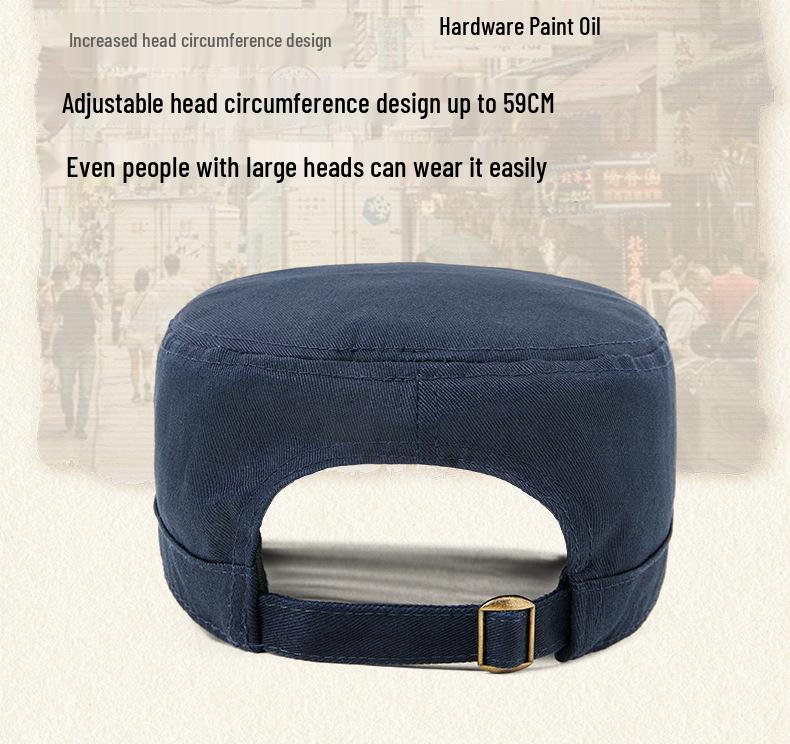 Cappello Piatto da Uomo Taglia Forte in Cotone - Berretto Militare Stile Coreano per Anziani, Versatile Protezione Solare da Esterno.