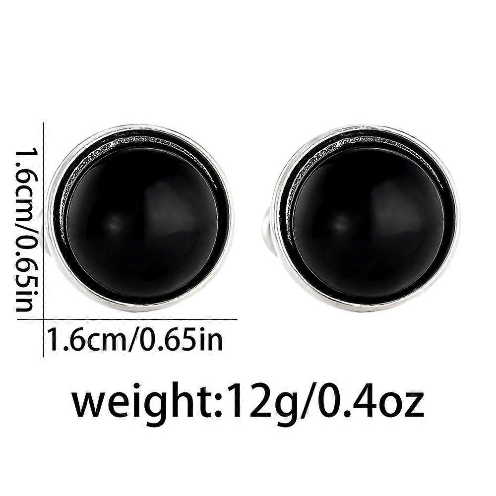 Simple round gemstone cufflinks for women, fashionable and unique, trendy, diamond-studded shirt cuffs, alloy.