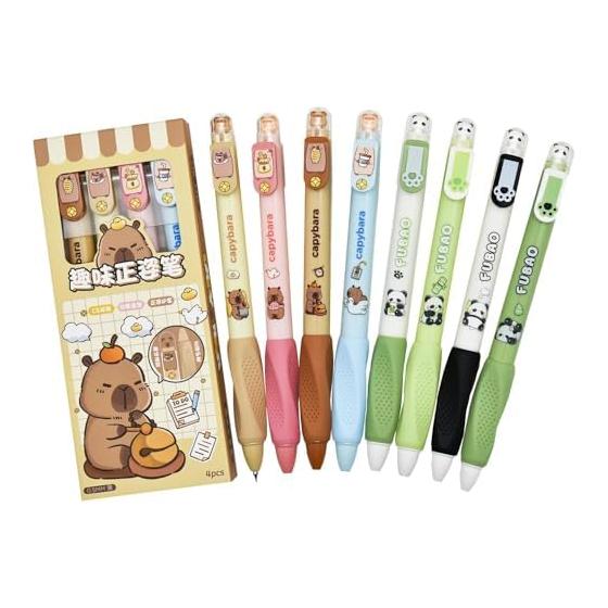 Maydahui Cute Animal Panda Capybara Gel Pen, 0.5mm Black Ink, Kawaii Stationery for Office or Gift