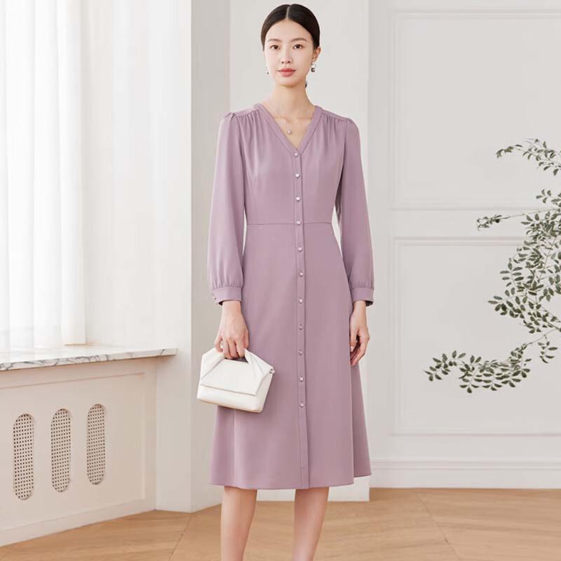 JESSIE Elegant V-Neck Long-Sleeve Dress