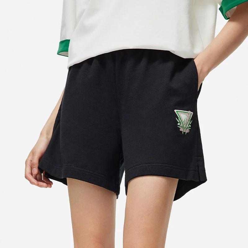 Li-Ning Chinese Culture Series Graphic Print Straight Shorts Women Bottoms Black AKST416-3