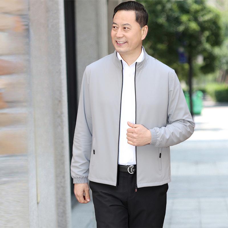 New Stand-up Collar Jacket for Men's Tops for Middle-aged and Young Casual Versatile Cardigan Work Jacket