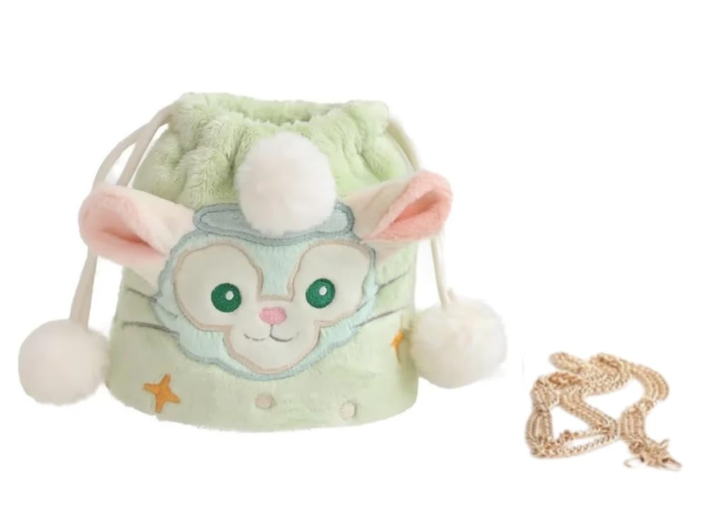 

[Dom Teporna] Gelatoni, StellaLou, Leena Belle Character Plush Toy Fluffy Tote Bag with Ribbon, 2-Way Shoulder Bag, Cute Makeup Pouch, Small Item Stor