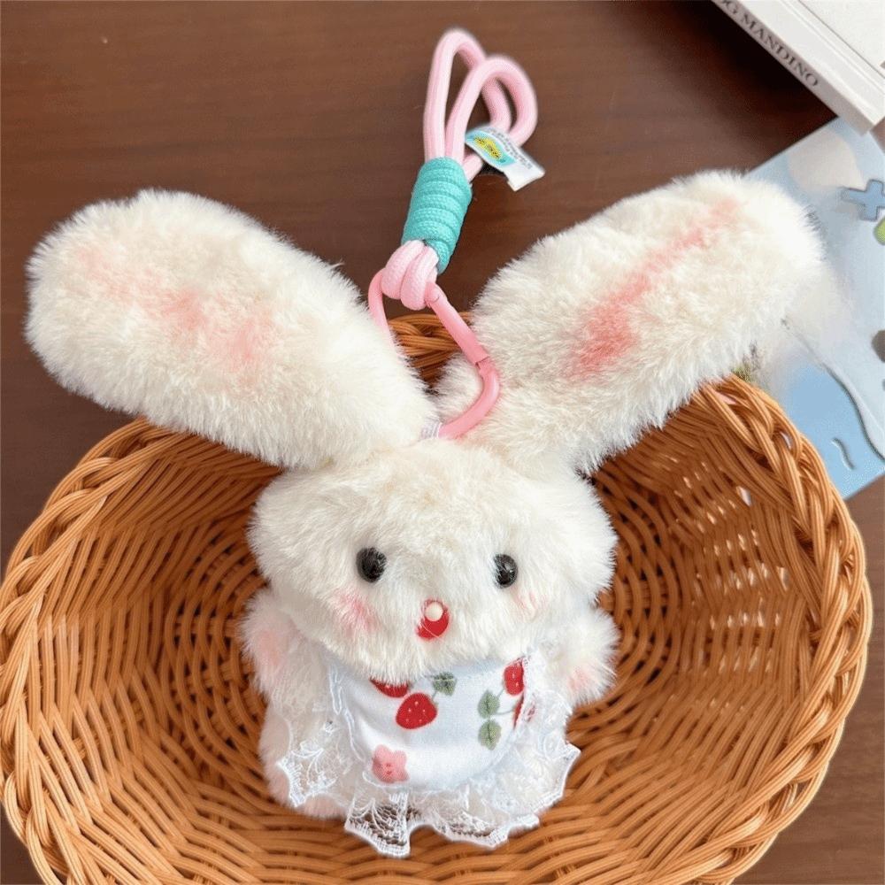 Cartoon Design Plush Rabbit Keychain Cute Long-eared Rabbit Pendant Stuffed Keyring  Couple Items