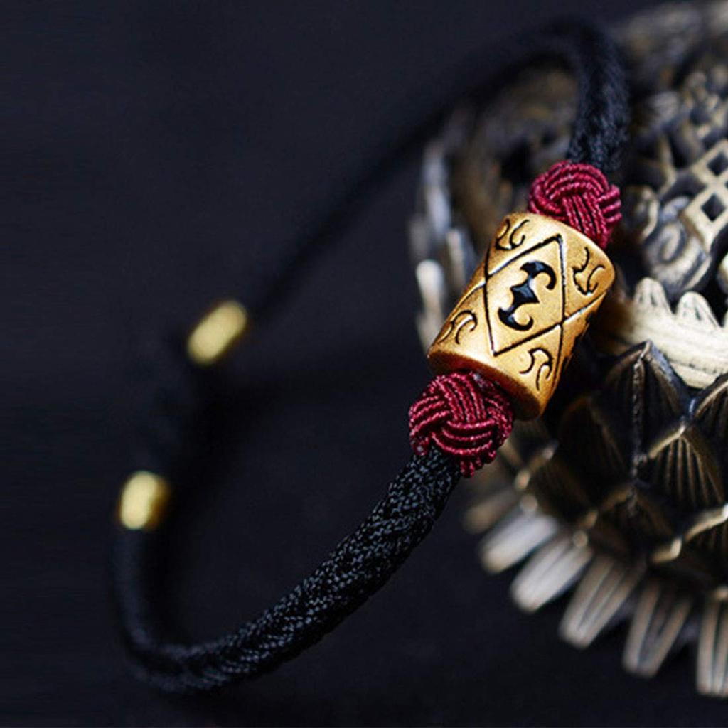 Deelfel Simple Black S999 Pure Silver Black String Braided Asian Ethnic Design Women's Bracelet, Gold, Bracelet, Chain, Bracelet, Totem, Cylinder,
