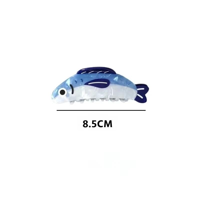 1Pcs Creative Ocean Sardine Hair Clip Cute Shark Texture Ponytail Holder Female Hair Ornament Clip