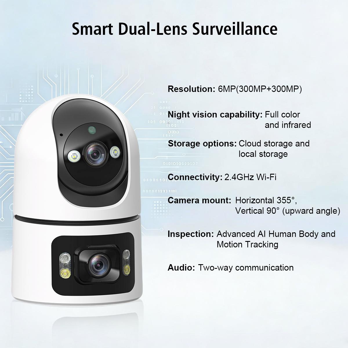 

M15 4MP HD Night Vision Dual Screen Pan-Tilt Surveillance Camera UK Standard 4MP
