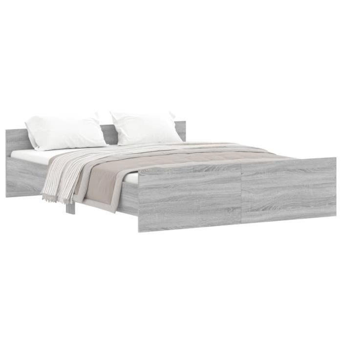 VidaXL Cadre de lit tête de lit et pied de lit gris sonoma 160x200 cm 3203766