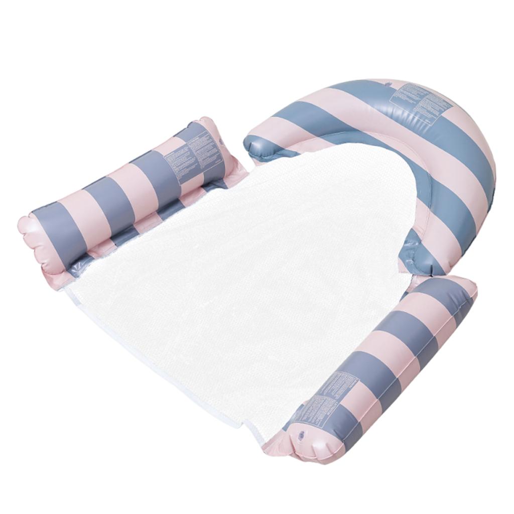 Stripe Pattern Float Air Cushion Leakproof Inflatable Floating Single Seat Thickened Floating Bed for Summer Water Entertainment