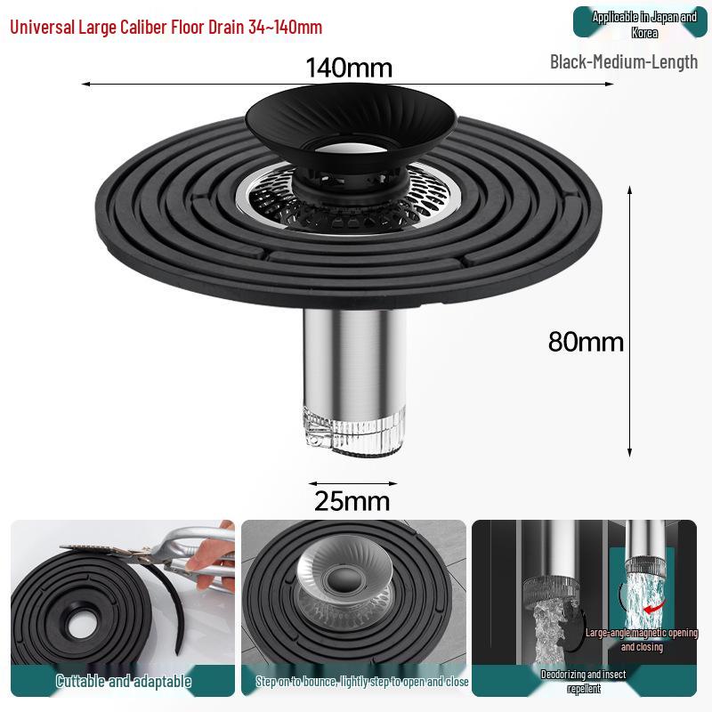 Odor-Proof All-Copper Floor Drain with Anti-Backflow Sealing Cover for Bathrooms