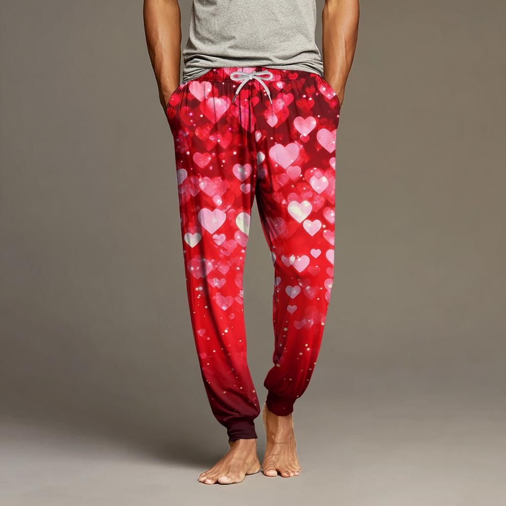 Herren Kordelzug Tasche Bündchen Freizeithose Zuhause Schlafhose