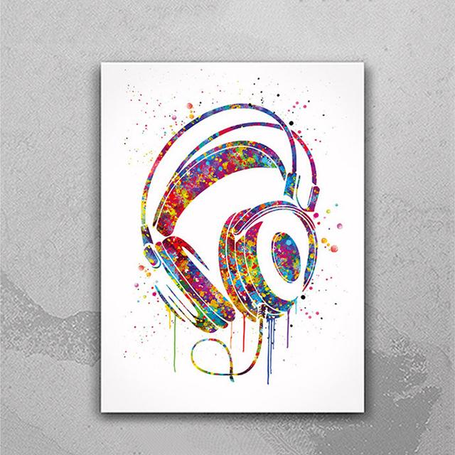 Music Notation Equipment Watercolor Poster Print Music Art Vintage Picture Wall Art Canvas Painting for Home Room Decor Cuadros