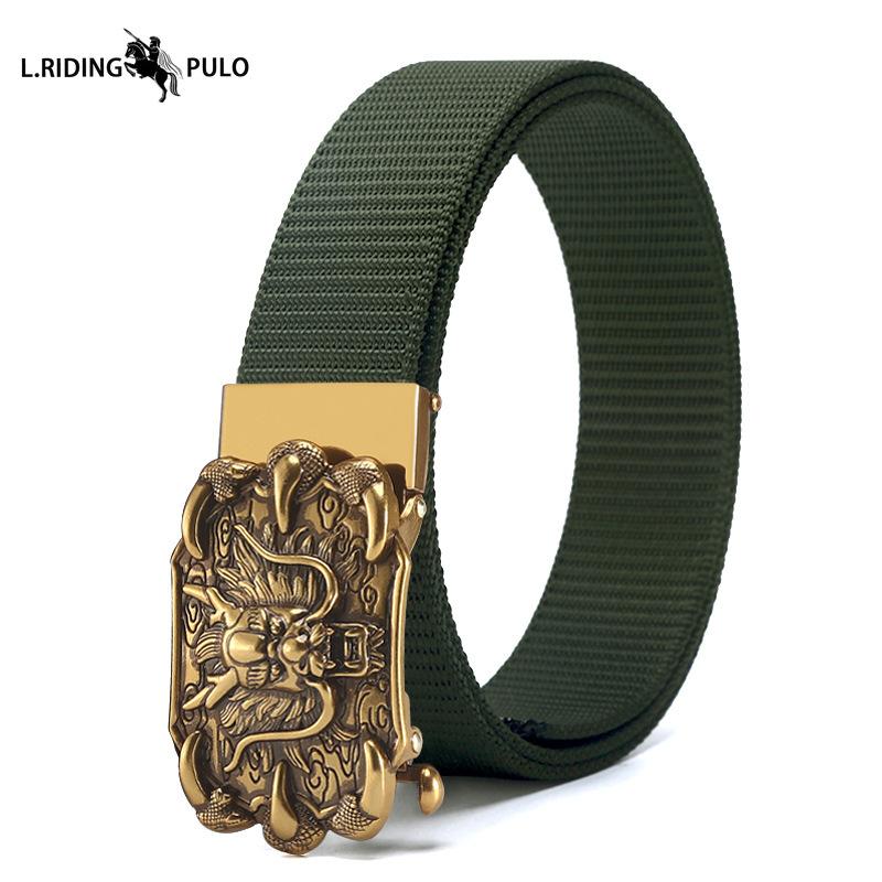 Men's Belt Toothless Alloy Automatic Buckle Men's Belt Imitation Nylon Canvas Youth Versatile Casual Belt