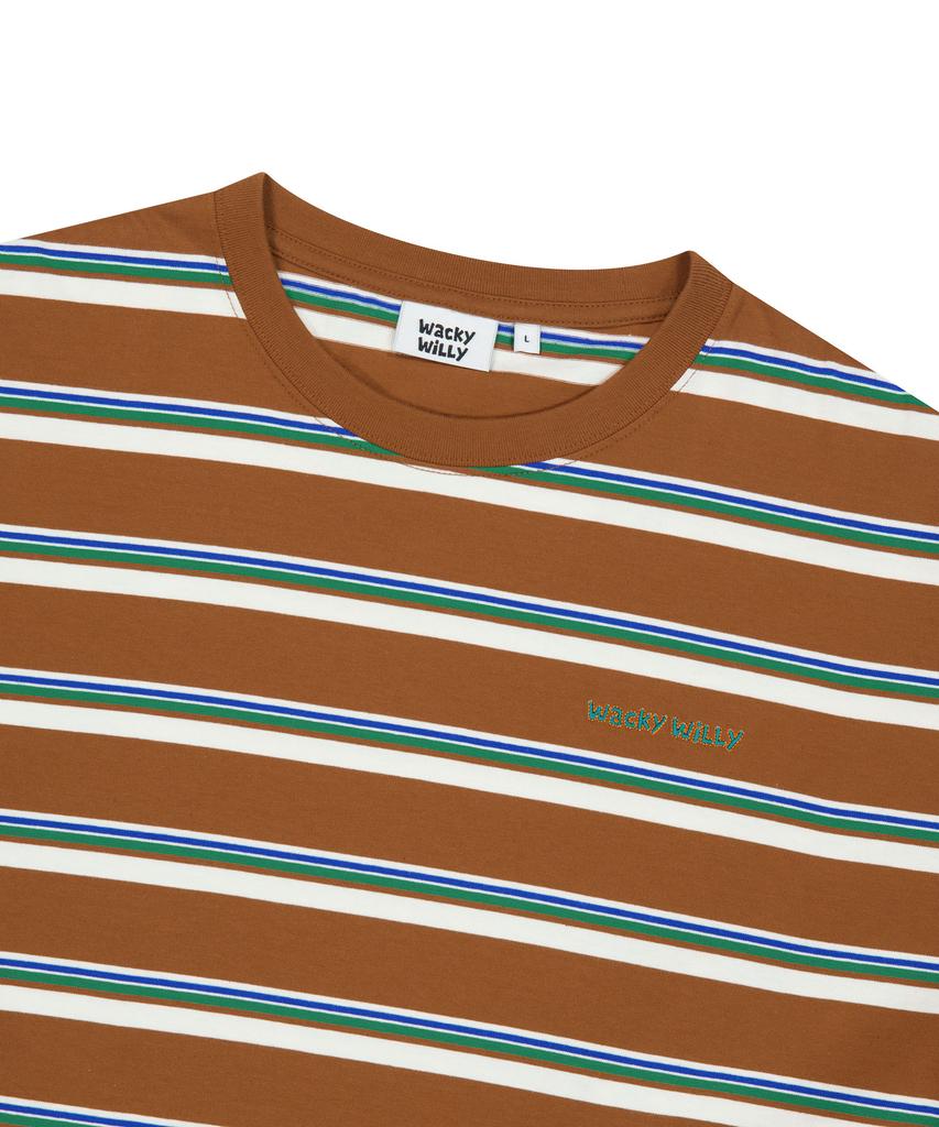 Wacky Willy Multi-Stripe Short Sleeve T-Shirt Brown