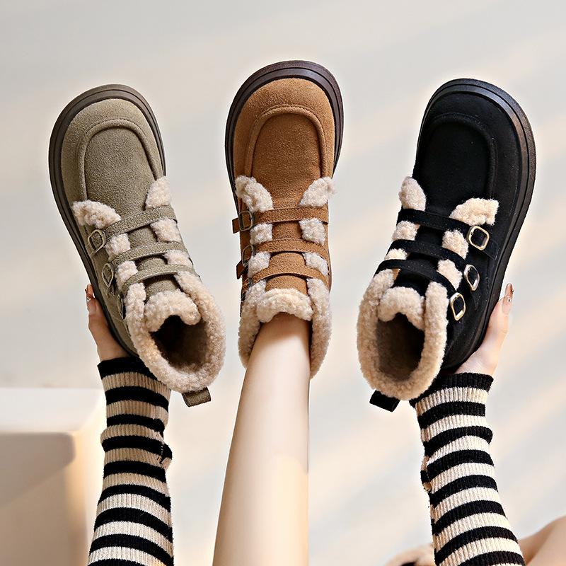 Women's 2025 new winter lamb wool Korean version ins tide Internet celebrity warm velvet snow casual shoes