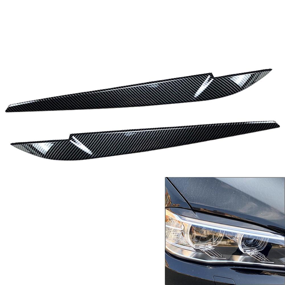 2x Glossy Black Car Front Headlight Eyebrow Lamp Brow Cover Trim For BMW X5 F15 X6 F16 2014 2015 2016 2017 2018
