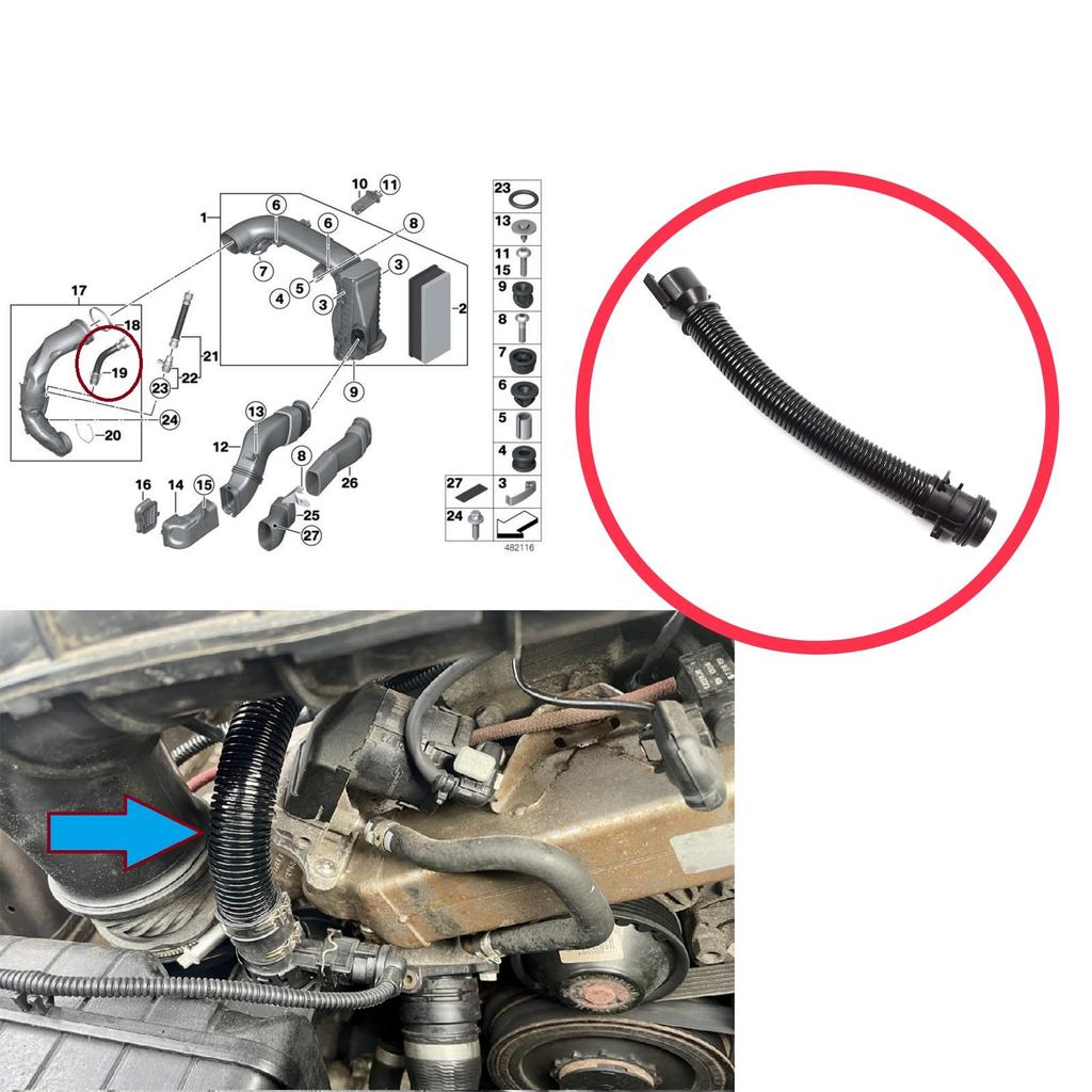 BHC672 Diesel Engine Air Intake Breather Pipe Hose for BMW 3 4 5 6 7 E84 F25 F26 E70 F15 F85 E71 E72 F16 F86 N57 N47 Engine 13717810772