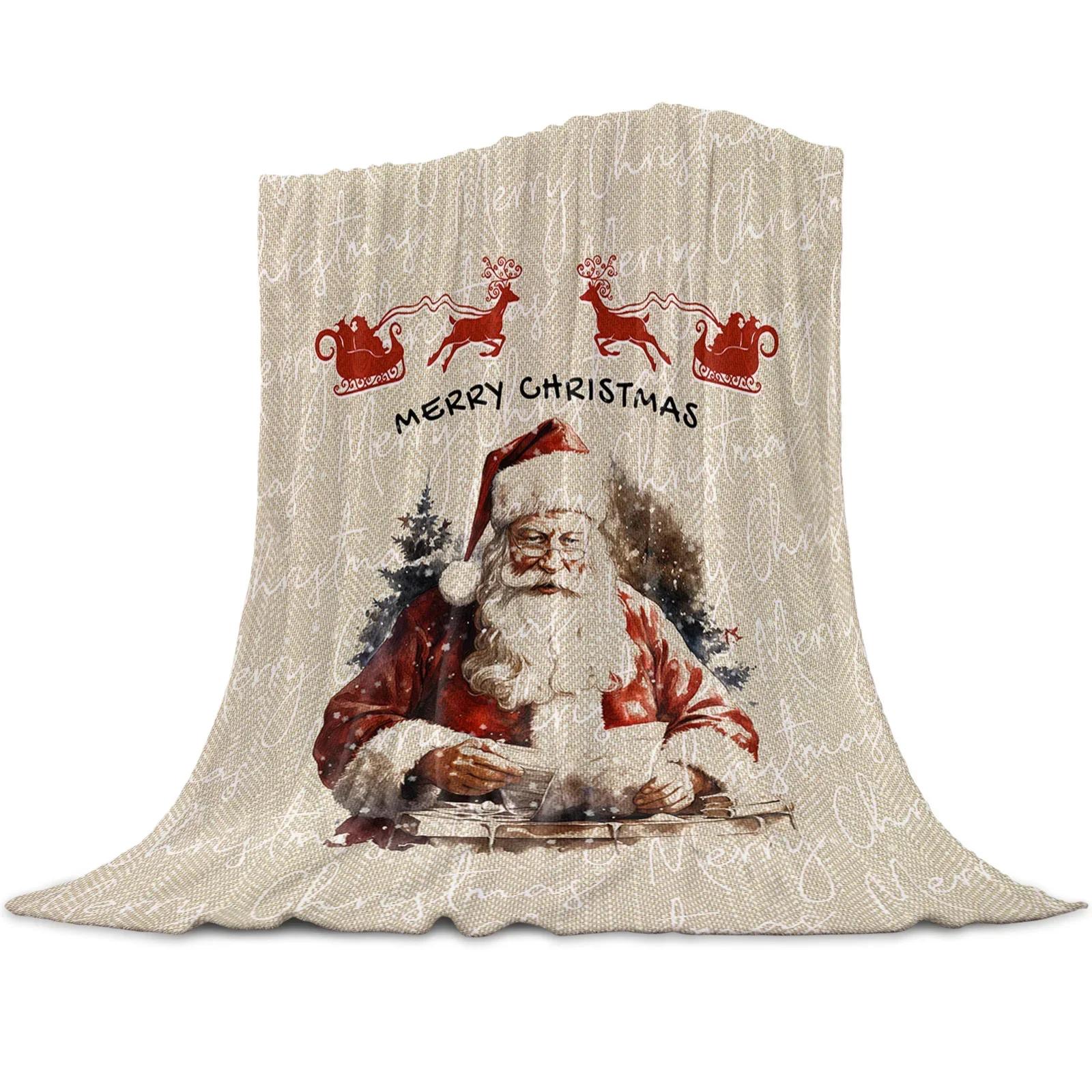 

Christmas Pink Santa Claus Snowflakes Throw Blanket Christmas Blanket Soft Plush Warm Sofa Throw Blanket Holiday Gifts 75x90cm