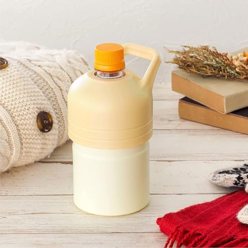 Atlas PET Bottle Holder, Insulated Water Bottle for Hot Water, Mini Size (300ml/500ml), Vacuum Insulated, Ivory, with Handle, Bottle-in-Bottle, ABIB-F