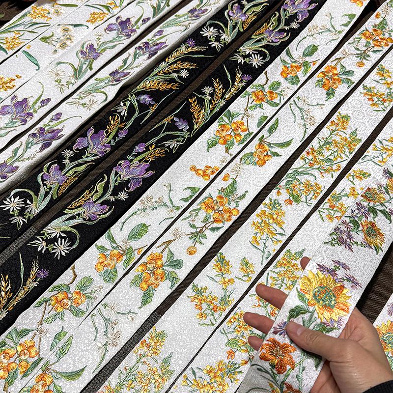 50cm Chinese Style Embroidered Lace Trim Fabric Collar Decoration for Hanfu Ancient Costume Skirt DIY Sewing Accessories