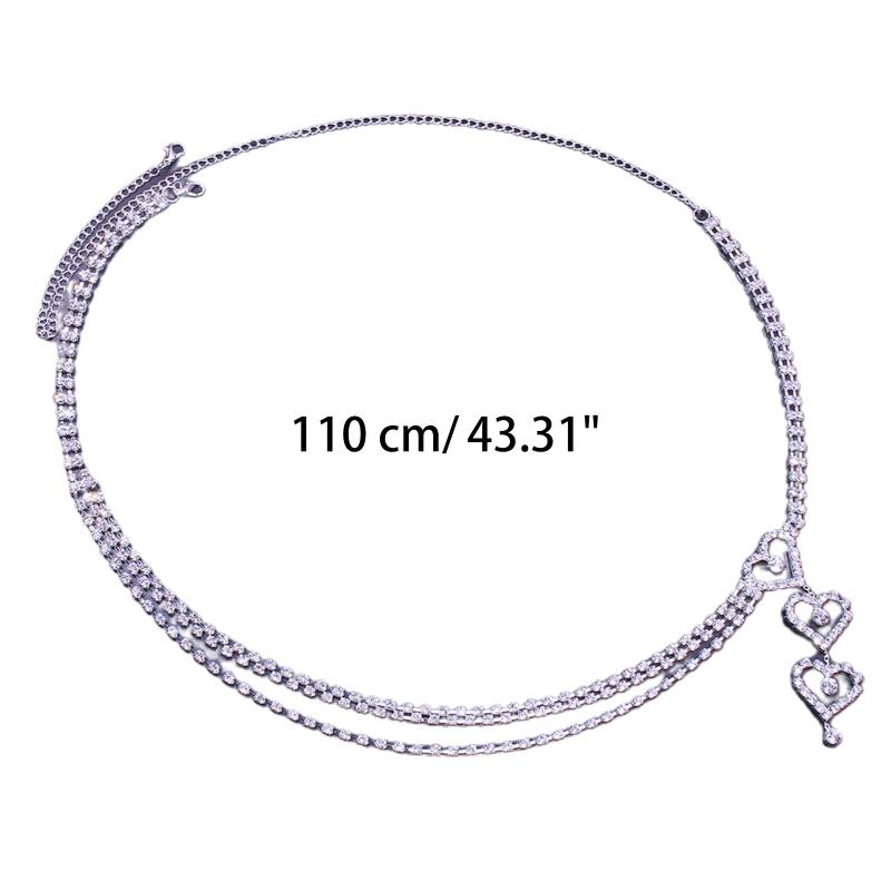 Multi Layer Waist Chain Alloy Shinning Body Chains with Dangle Heart Body Jewelry Accessories for Women and Girls