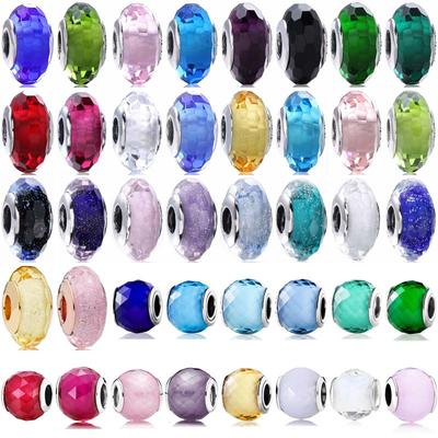 Nový 925 Sterling Silver Charm Vícebarevný Třpytivý modrozelený náramek Murano Glass Bead Fit Fasion Náramek Diy šperky