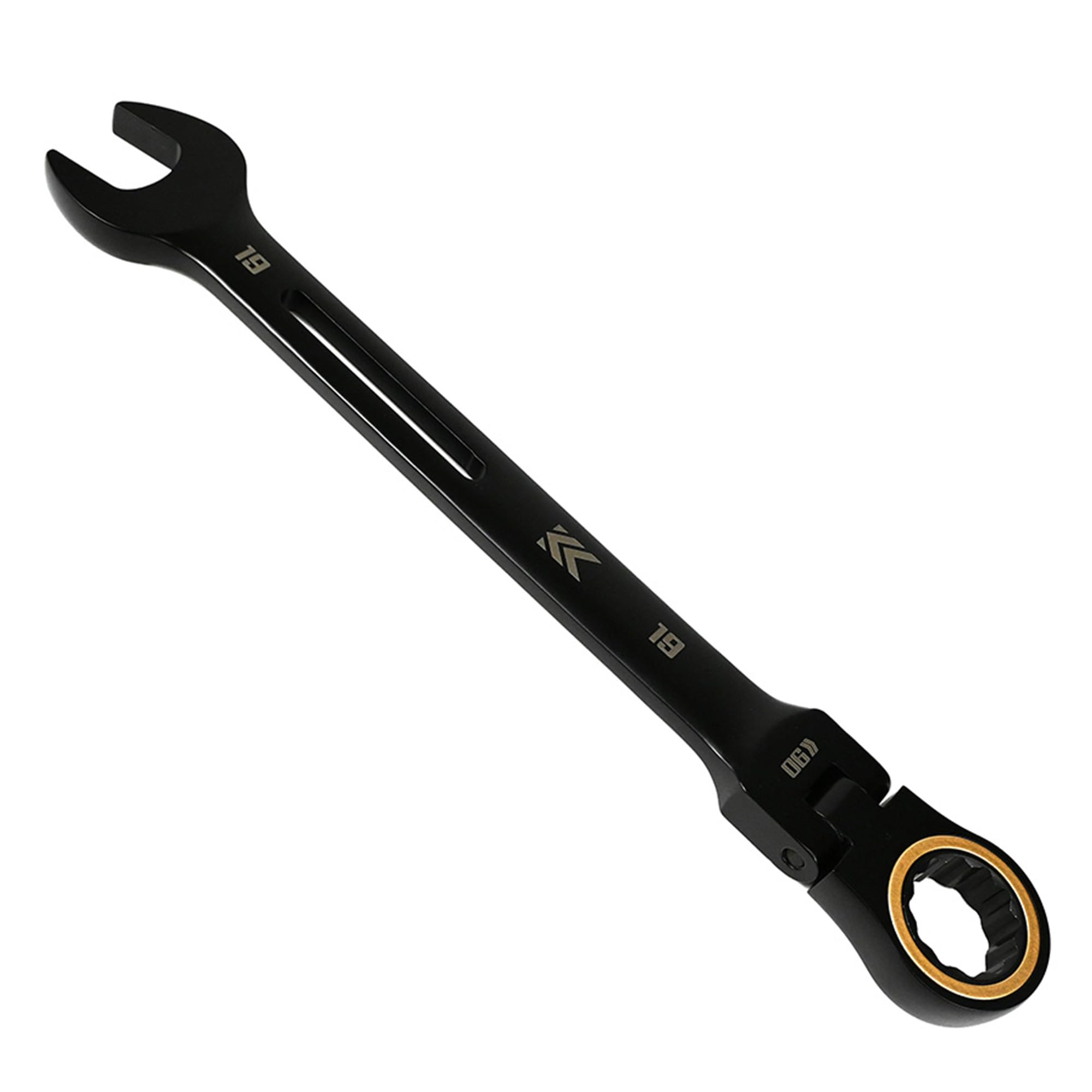 

Fujiya Swivel Ratchet Black and 90 Gears for Working in Tight Interchangeable Wrench, Gold, 19mm, Spaces, Heads, CWL-19-BG