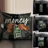 Funny Time is Money Cushion Cover Natural Linen Organic Fabric DoubleSided Printing Sofa Home Decor Breathable Environmentally