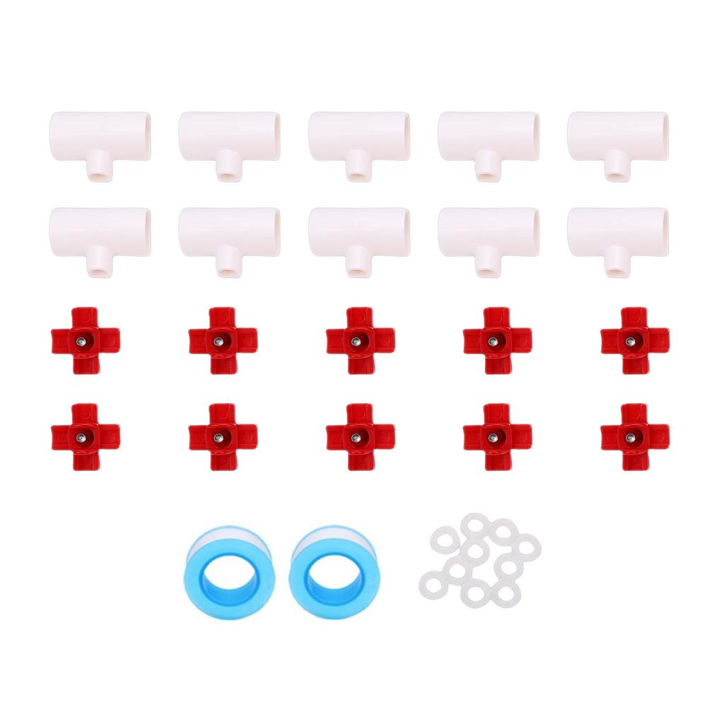 10PCS Chicken Waterer Nipples with Tee Fittings Gaskets Tape for Automatic Chicken Watering System