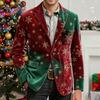 Men's Printing Corduroy Warm Pocket Suit Jacket Cardigan Men's Casual Suit
