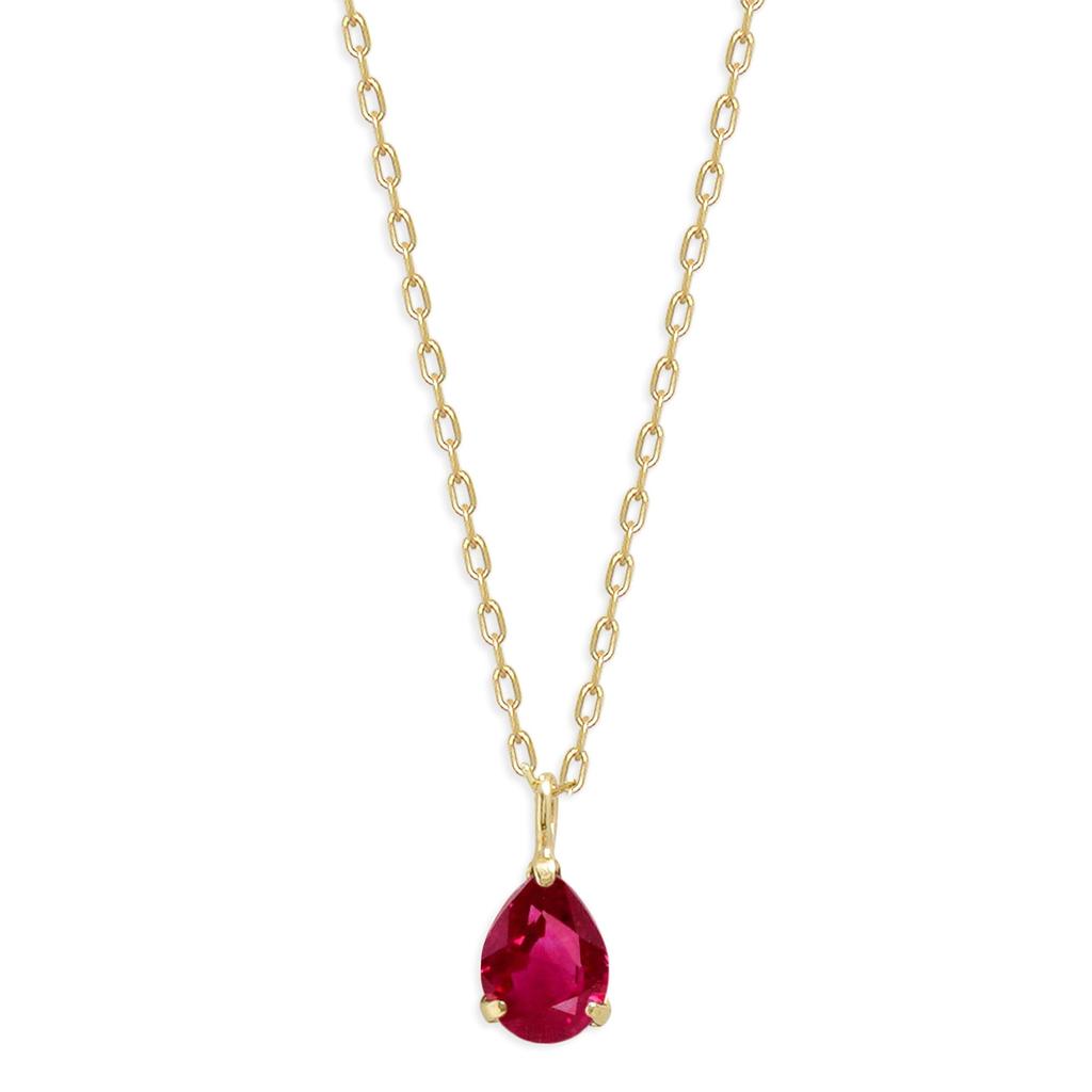 ESTELLE [Official] [Web Exclusive] Women's Necklace in 10K Yellow Gold with July Birthstone Ruby and Drop Motif (0452-8217-0019-0000)