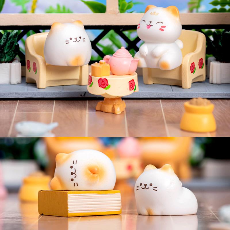 Creative Cute Little Cat Figurines Micro-landscape Moss Ornament DIY Garden Miniatures Landscape Statue Garden Bonsai Decoration