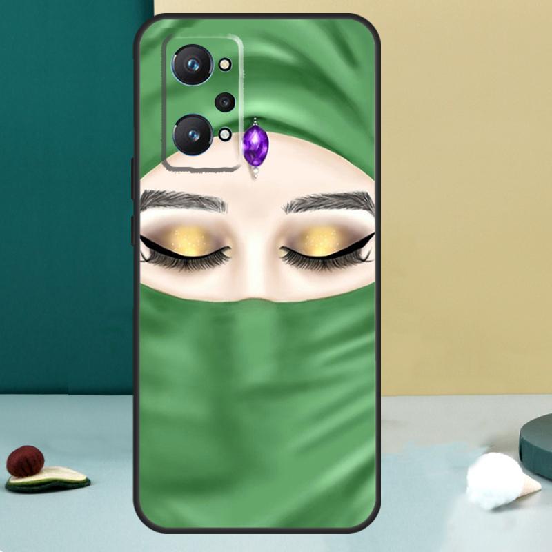 Muslim Islamic Gril Eyes Hijab For Realme 11 10 12 13 14 Pro Plus GT 7 6 5 Pro GT 6T C67 C61 C53 C51 C21Y C25S C75 C55 Case