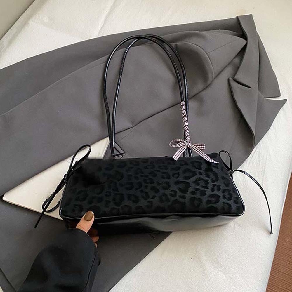 Large Capacity Leopard Print Underarm Bags Sweet PU Shoulder Bag French Stick Handbag School