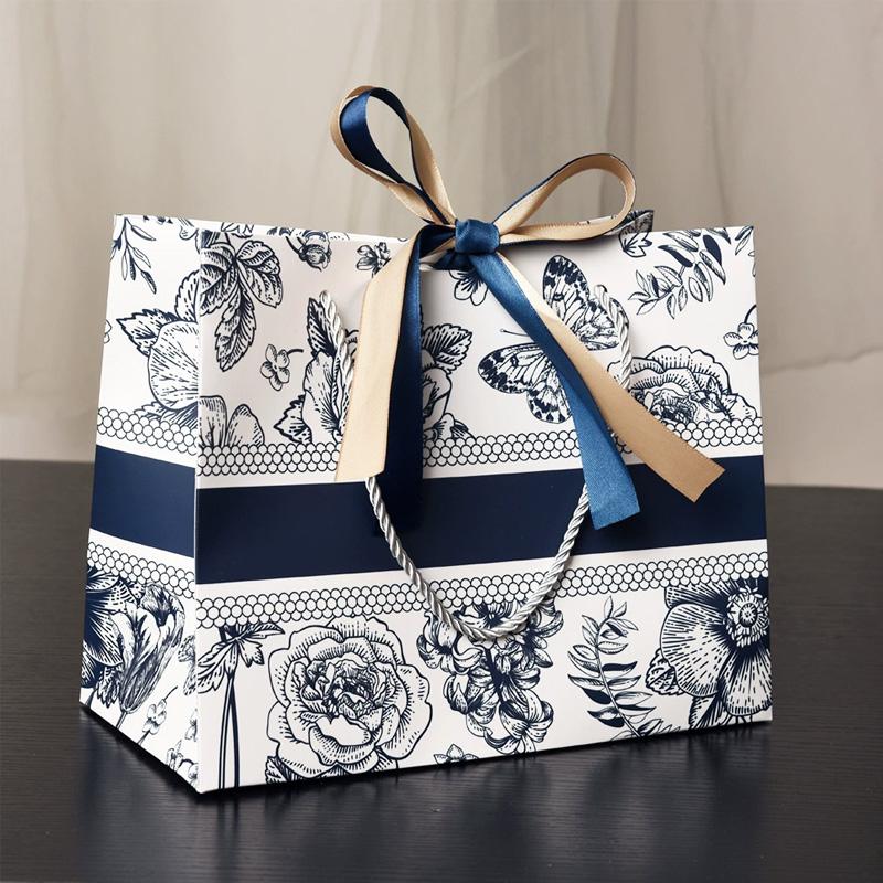 

1pc Gift Bags Fashion Floral With Ribbon Tote Bag New S
