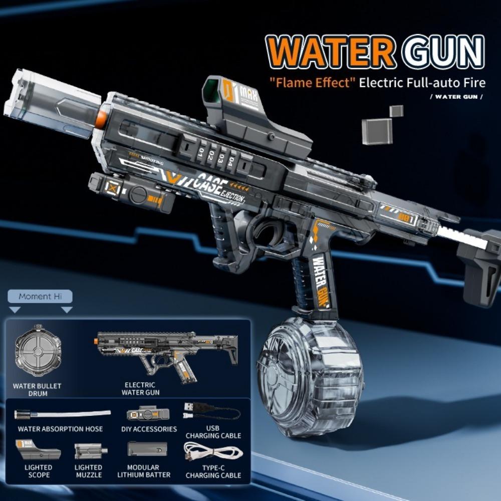 Simulated Firing with Recoil Electric Water Gun Toys Full Automatic Sensor Lights Water Pistol Summer Outdoor Games for Children